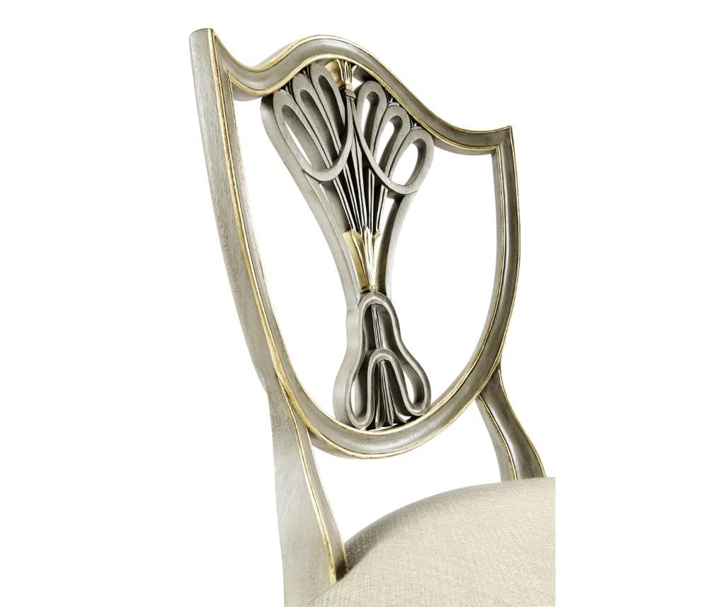 Jonathan Charles Fine Furniture - Buckingham - Sheraton Buckingham Grey and Gilded Dining Side Chair with Shield Back - 495819-SC-PBG-F200 veiw 4