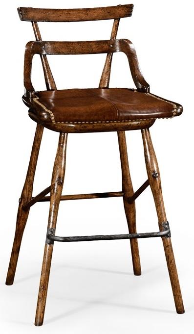 Jonathan Charles Fine Furniture - Sherwood Oak Oak Barstool with Studded Leather Side Seat - 494315-SC-TDO veiw 1