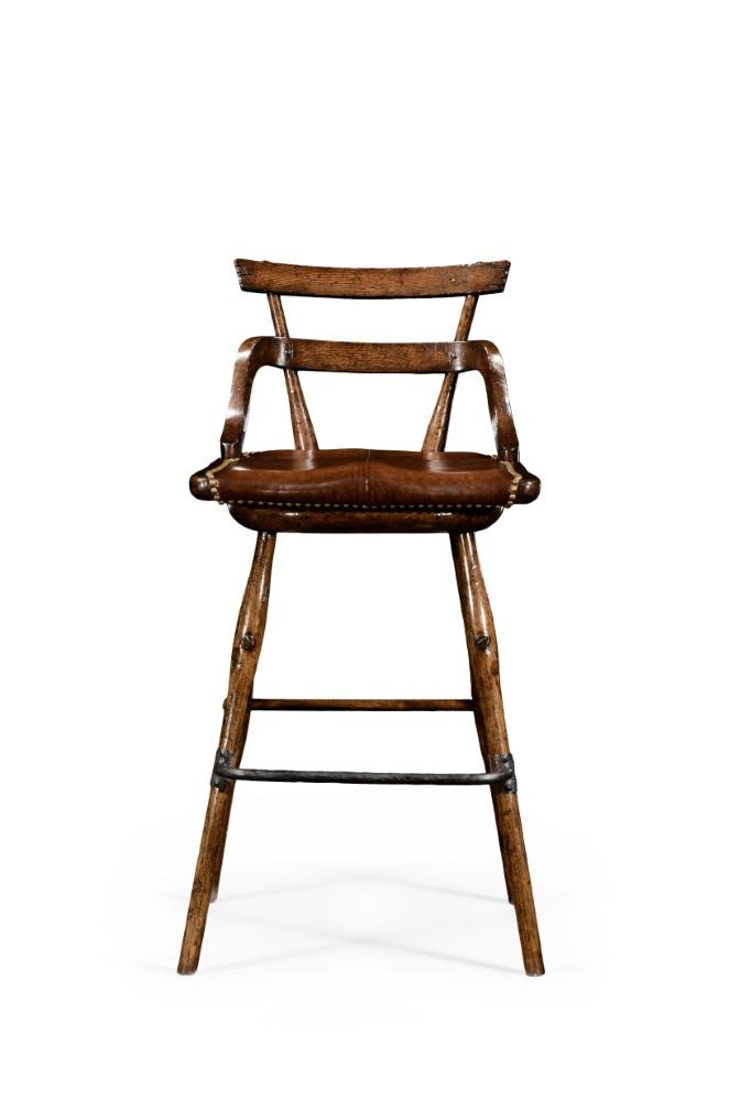 Jonathan Charles Fine Furniture - Sherwood Oak Oak Barstool with Studded Leather Side Seat - 494315-SC-TDO veiw 2