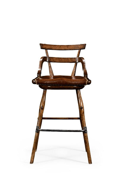 Jonathan Charles Fine Furniture - Sherwood Oak Oak Barstool with Studded Leather Side Seat - 494315-SC-TDO veiw 2