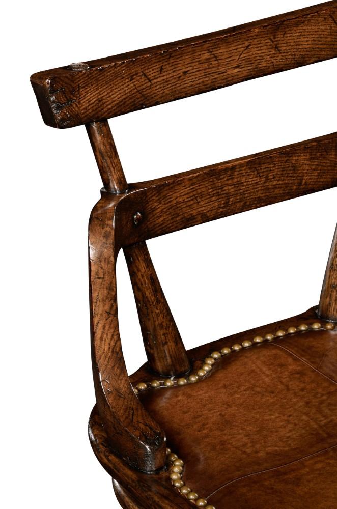 Jonathan Charles Fine Furniture - Sherwood Oak Oak Barstool with Studded Leather Side Seat - 494315-SC-TDO veiw 3