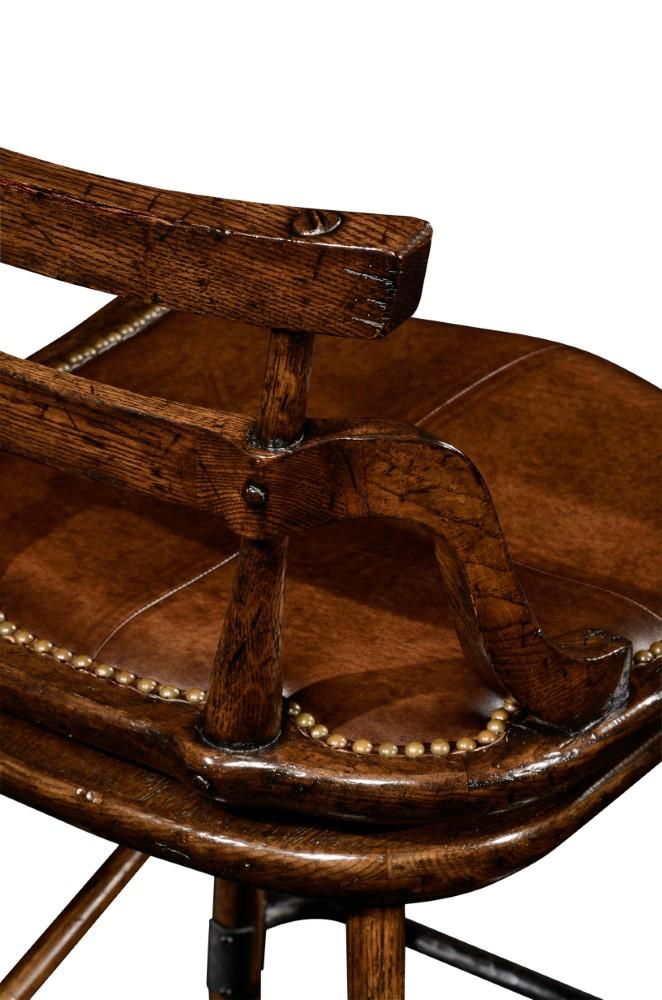 Jonathan Charles Fine Furniture - Sherwood Oak Oak Barstool with Studded Leather Side Seat - 494315-SC-TDO veiw 5