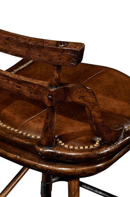 Jonathan Charles Fine Furniture - Sherwood Oak Oak Barstool with Studded Leather Side Seat - 494315-SC-TDO veiw 5