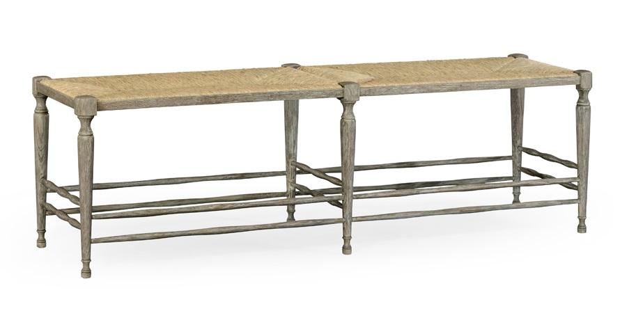 Jonathan Charles Fine Furniture - William Yeoward Country House Chic Bodiam Grey Oak Bench - 530001-GYO veiw 1