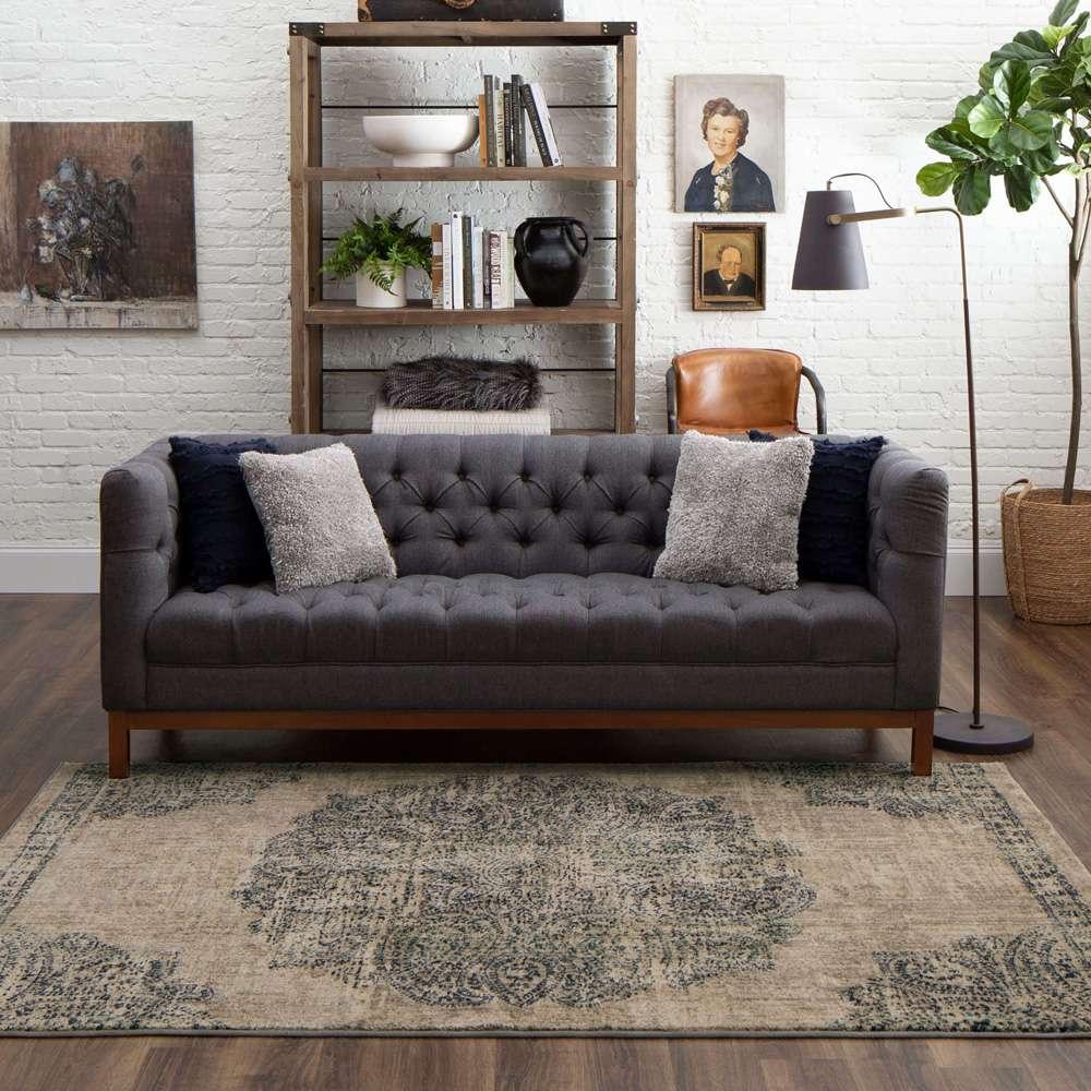 Karastan - Expressions by Scott Living Dharma Medallion Indigo 5 3in x 7 10in Area Rug - 91672-50102-063094-SG veiw 4