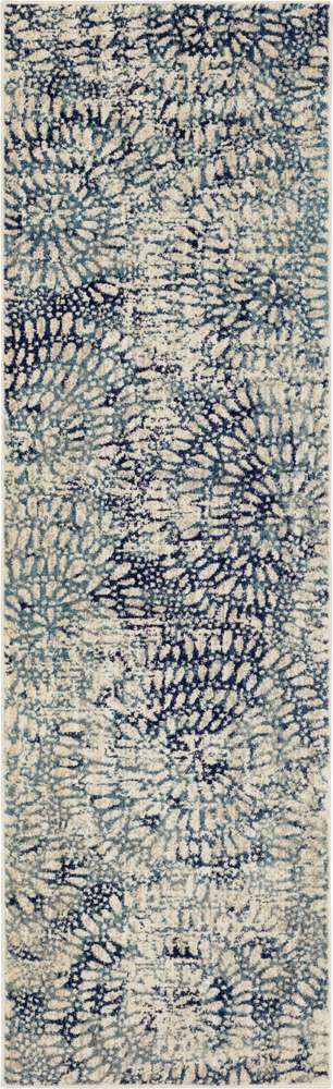 Karastan - Expressions by Scott Living Imprinted Blooms Aqua 2 4in x 7 10in Area Rug - 91671-60110-028094-SG veiw 1