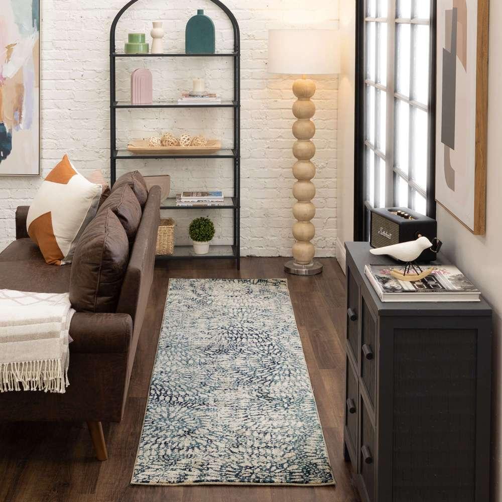 Karastan - Expressions by Scott Living Imprinted Blooms Aqua 2 4in x 7 10in Area Rug - 91671-60110-028094-SG veiw 5