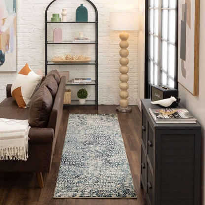 Karastan - Expressions by Scott Living Imprinted Blooms Aqua 2 4in x 7 10in Area Rug - 91671-60110-028094-SG veiw 5