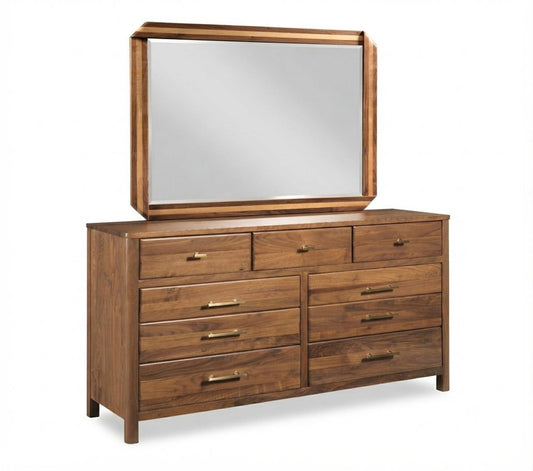 Kincaid Furniture - Monogram Walnut Flat Top Nine Drawer Dresser With Dornoch Mirror - 315-131040 view 1
