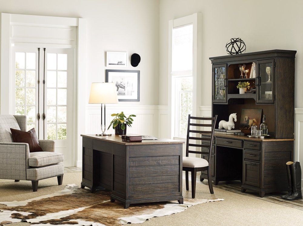 Kincaid Furniture - Plank Road Charcoal Farmstead Executive Credenza With Hutch - 706-942CP view 5