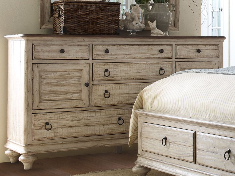 Kincaid Furniture - Weatherford Cornsilk Ellesmere Dresser With Landscape Mirror - 75-160114 view 2