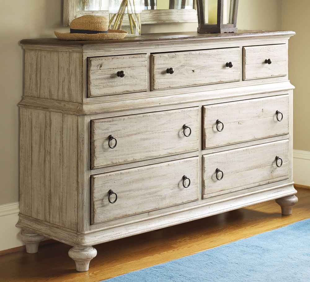Kincaid Furniture - Weatherford Cornsilk Wellington Drawer Dresser With Landscape Mirror - 75-162114 view 2