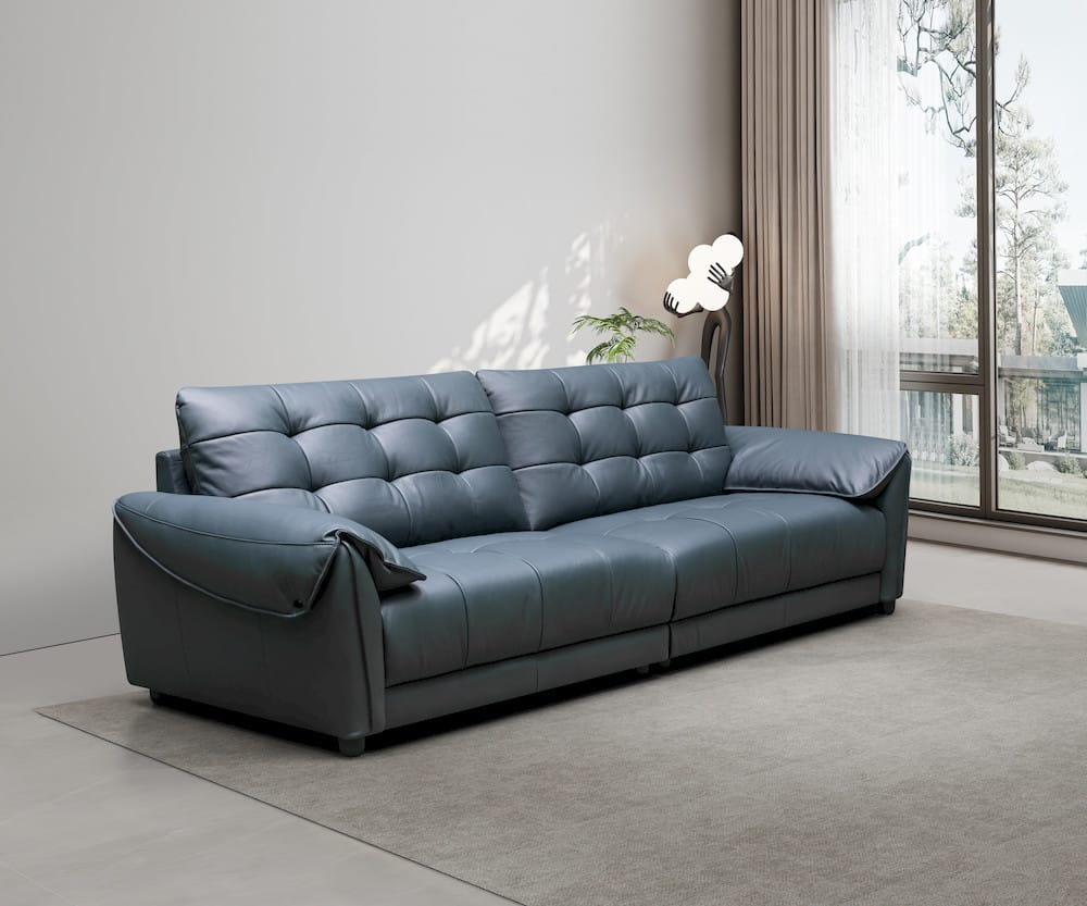 Klaussner Furniture - Skyline - 2 Piece Divano Leather Sofa In Blue - KLA-SKY-SH611+L1.95P+R1.95P-N195BLUE view 1