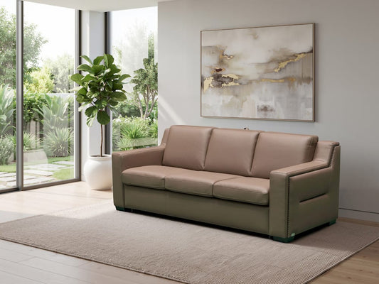 Klaussner Furniture - Skyline - Alaves Italian Leather Queen Sleeper Sofa - Luxury Overnight Collection - KLA-SKY-25117+3SB-N192BROWN view 1