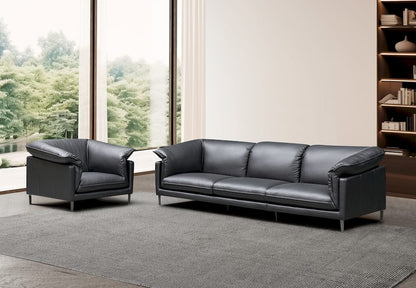 Klaussner Furniture - Skyline - Dolce 3 Seater Stationary Leather Sofa In Black - KLA-SKY-F011+L2.5P+R1.5P-R22BLACK view 2