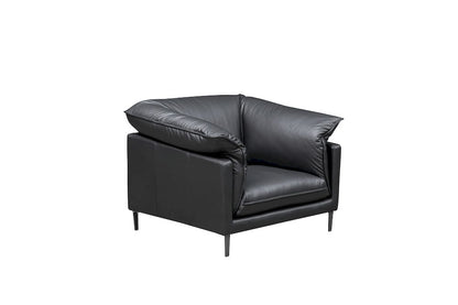 Klaussner Furniture - Skyline - Dolce Stationary Black Leather Chair With Cushion Arms - KLA-SKY-F011+1.25P-R22BLACK view 1