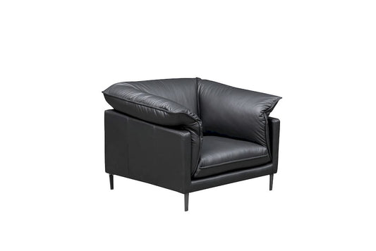 Klaussner Furniture - Skyline - Dolce Stationary Black Leather Chair With Cushion Arms - KLA-SKY-F011+1.25P-R22BLACK view 1