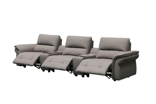 Klaussner Furniture - Skyline - Double Power Reclining Sofa With 2 Consoles In A5 Series Leather - Pvc R52-P Grey view 2