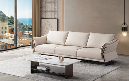 Klaussner Furniture - Skyline - Giada 3-Seater Leather Sofa With Attached Back Cushion - KLA-SKY-F2311+L2.5P+R1.5P-N808BEIGE view 1