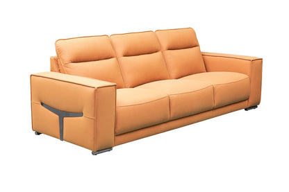 Klaussner Furniture - Skyline - Grazia 3-Seater Tufted Leather Sofa With Track Arms In Orange - KLA-SKY-GM530+3.25P-32004ORANGE view 1