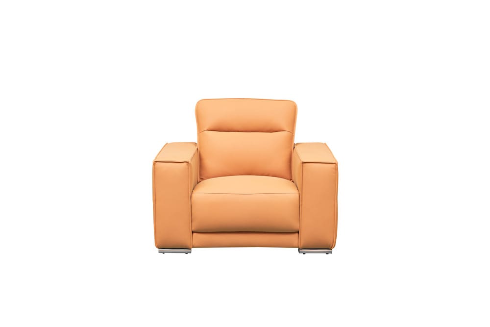 Klaussner Furniture - Skyline - Grazia Orange Leather Chair With Track Arms - KLA-SKY-GM530+1.25P-32004ORANGE view 2