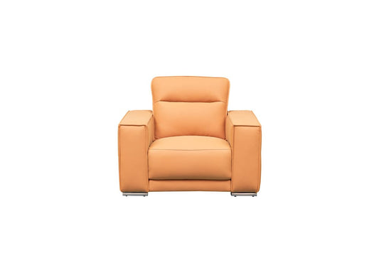 Klaussner Furniture - Skyline - Grazia Orange Leather Chair With Track Arms - KLA-SKY-GM530+1.25P-32004ORANGE view 2