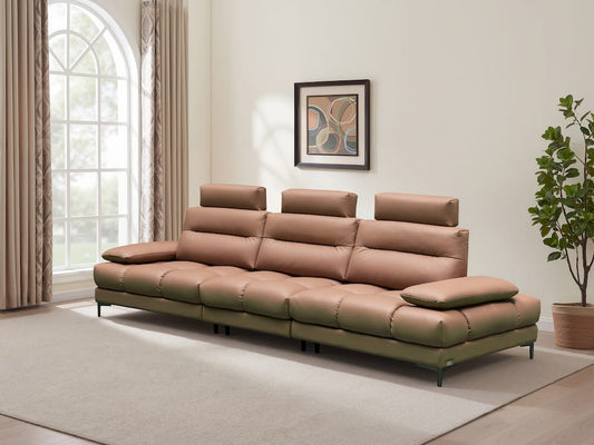 Klaussner Furniture - Skyline - Laf Chair, Armless Chair, Rafchair, 3 Headrests-Big Size In A5 Series Leather - Pvc R41-P Champagne Brown view 1