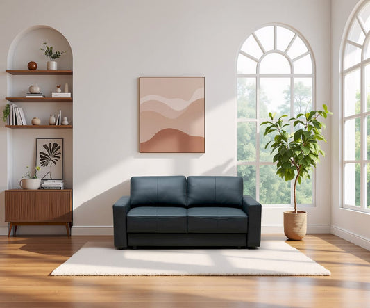 Klaussner Furniture - Skyline - Leather Smart Sleeper Sofa In Queen With Memory Foam Mattress, Blue - KLA-SKY-H2405+2.5SB-N195BLUE view 1