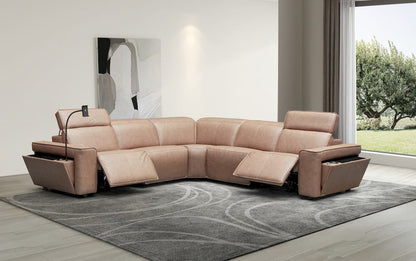 Klaussner Furniture - Skyline - Leonardo 6 Piece Leather Power Recliner Sectional, Beige view 1