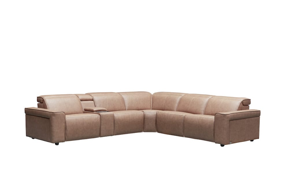 Klaussner Furniture - Skyline - Leonardo 6 Piece Leather Power Recliner Sectional, Beige view 2