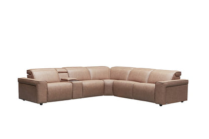 Klaussner Furniture - Skyline - Leonardo 6 Piece Leather Power Recliner Sectional, Beige view 2