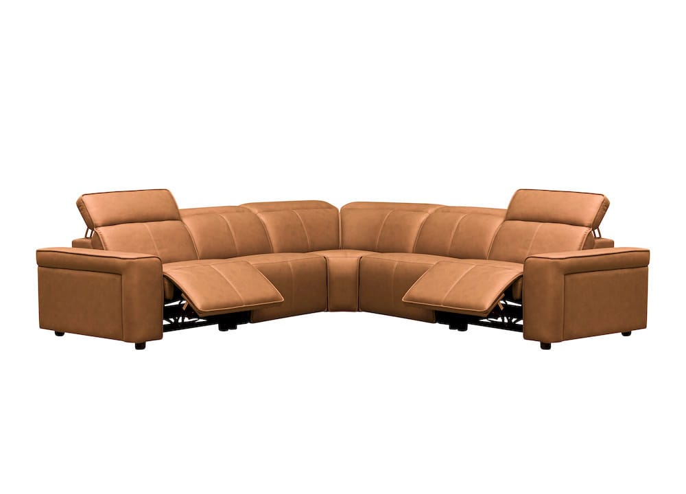 Klaussner Furniture - Skyline - Leonardo 6 Piece Leather Power Recliner Sectional, Camel view 2