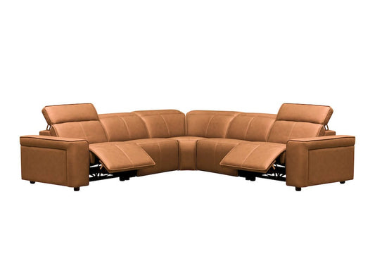 Klaussner Furniture - Skyline - Leonardo 6 Piece Leather Power Recliner Sectional, Camel view 2