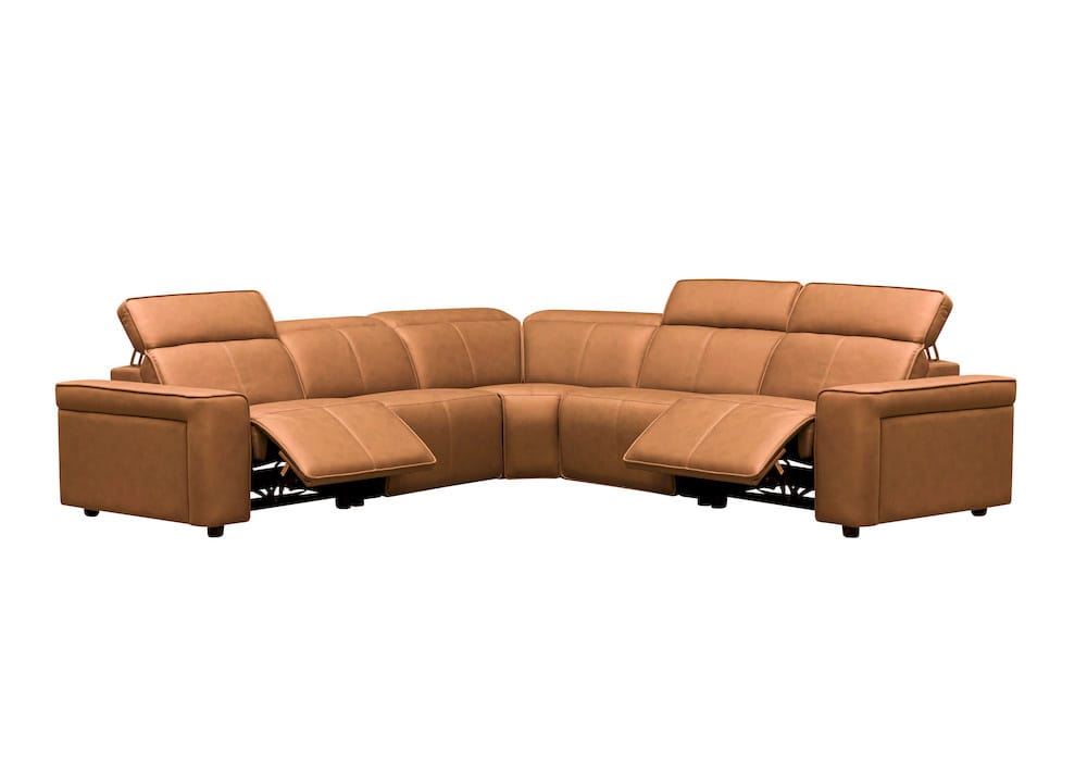 Klaussner Furniture - Skyline - Leonardo 6 Piece Leather Power Recliner Sectional, Camel view 3