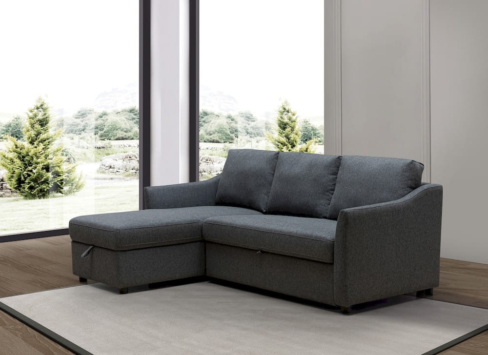 Klaussner Furniture - Skyline - Merax L-Shape Fabric Full Sleeper Sectional Sofa With Storage Reversible Chaise Gray view 1