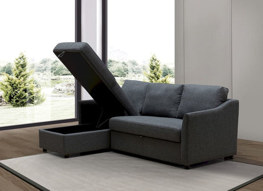 Klaussner Furniture - Skyline - Merax L-Shape Fabric Full Sleeper Sectional Sofa With Storage Reversible Chaise Gray view 2