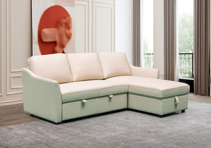 Klaussner Furniture - Skyline - Merax L-Shape Leather Full Sleeper Sectional Sofa With Storage Reversible Chaise In Ivory view 1