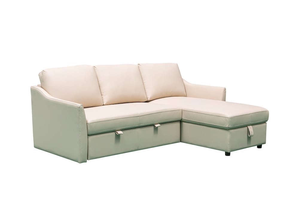 Klaussner Furniture - Skyline - Merax L-Shape Leather Full Sleeper Sectional Sofa With Storage Reversible Chaise In Ivory view 2