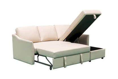 Klaussner Furniture - Skyline - Merax L-Shape Leather Full Sleeper Sectional Sofa With Storage Reversible Chaise In Ivory view 3