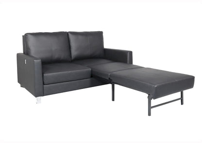 Klaussner Furniture - Skyline - Nova Queen Ebony Leather Sleeper Sofa With Chrome Legs - KLA-GIO-NOVA+QUEEN-BLACK-LEATHER view 2