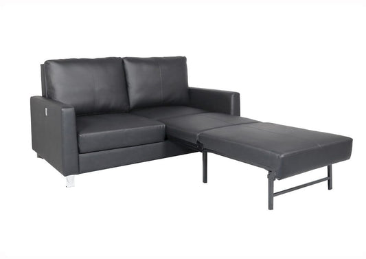 Klaussner Furniture - Skyline - Nova Queen Ebony Leather Sleeper Sofa With Chrome Legs - KLA-GIO-NOVA+QUEEN-BLACK-LEATHER view 2