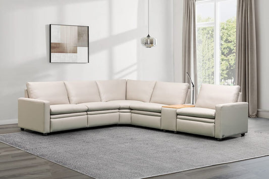 Klaussner Furniture - Skyline - Roma 6 Piece Beige Leather Power Reclining Sectional Sofa view 1
