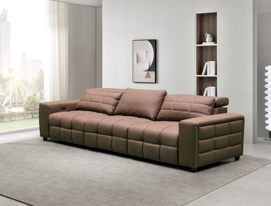 Klaussner Furniture - Skyline - Serenity 3 Seater Leather Power Reclining Sofa With Two Power Recliners In Brown view 1