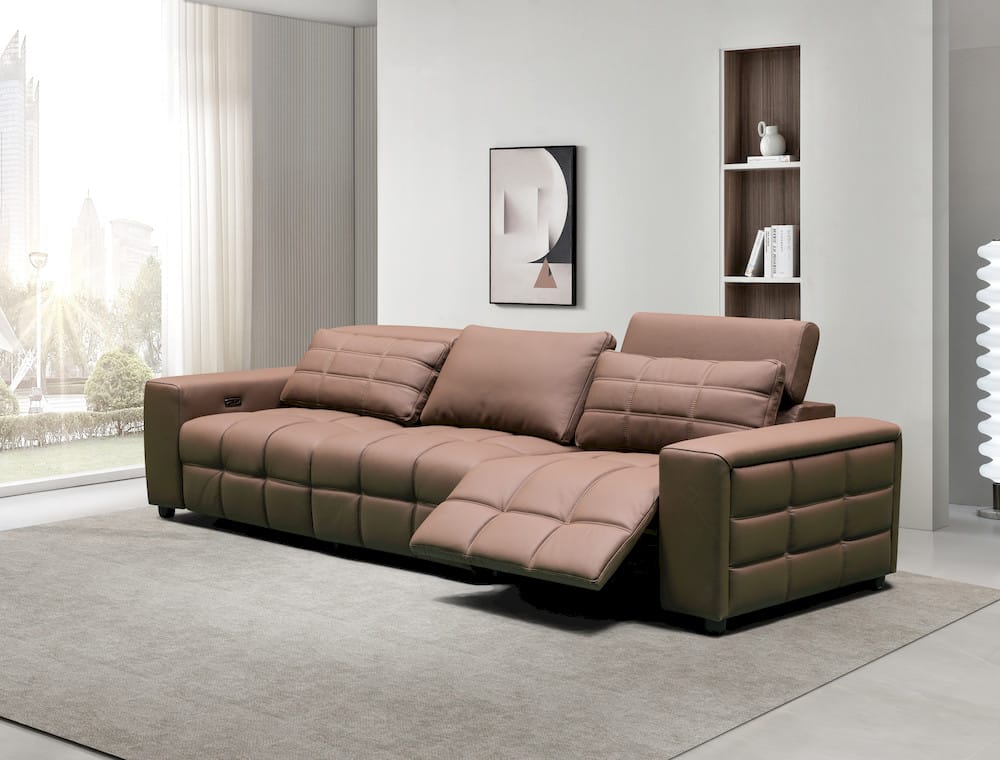 Klaussner Furniture - Skyline - Serenity 3 Seater Leather Power Reclining Sofa With Two Power Recliners In Brown view 2