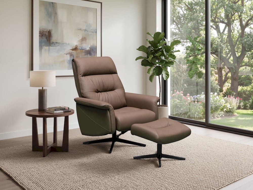 Klaussner Furniture - Skyline - Swivel Ottoman In A6 Series Leather Full Top Ns100 Brown - KLA-SKY-G0922M+OT-NS100BROWN view 2