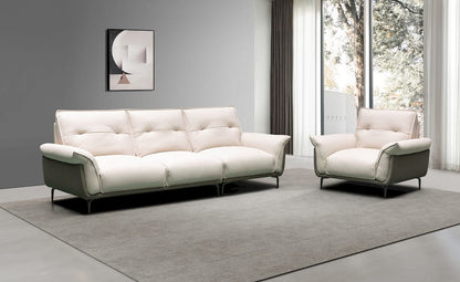 Klaussner Furniture - Skyline - Vento 3 Seater Leather Sofa With Tufted Back - KLA-SKY-SH530+L2.5P+R1.5P-NS92IVORY view 2