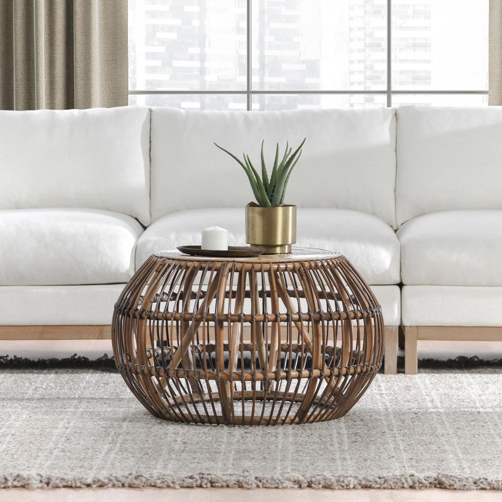 Kosas Home - Bexley Round Rattan Coffee Table in Natural - PL13861 veiw 4