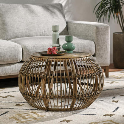 Kosas Home - Bexley Round Rattan Coffee Table in Natural - PL13861 veiw 5