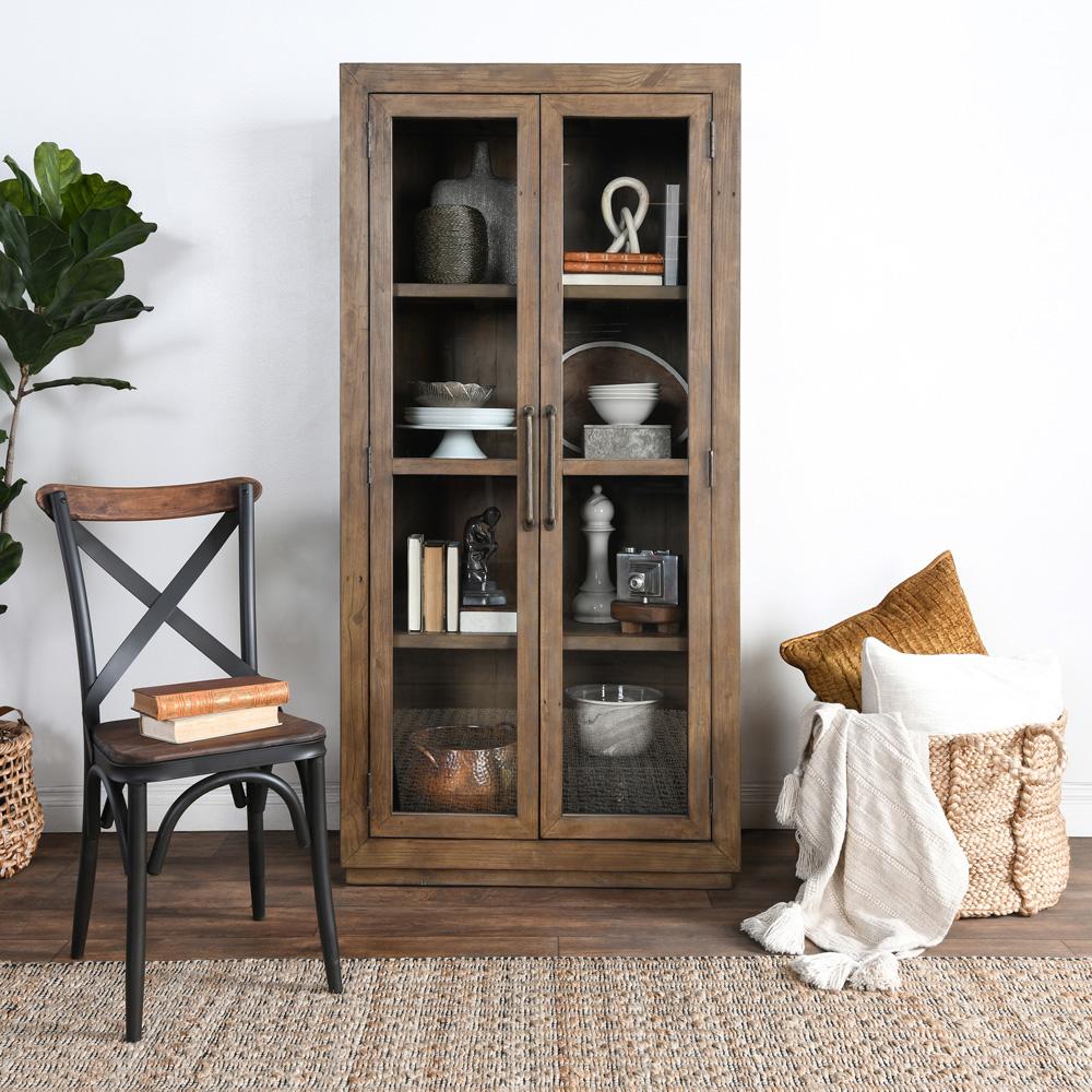 Kosas Home - Caleb Reclaimed Pine Display Cabinet in Brown  - 52003910 veiw 4