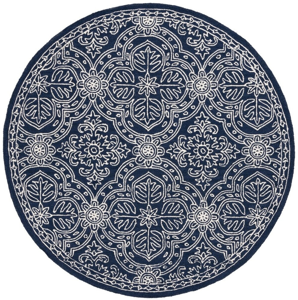 Lauren Ralph Lauren - Lrl 6603N Etienne Area Rug Navy Ivory - 6" X 6" - LRL6603N-6R view 1